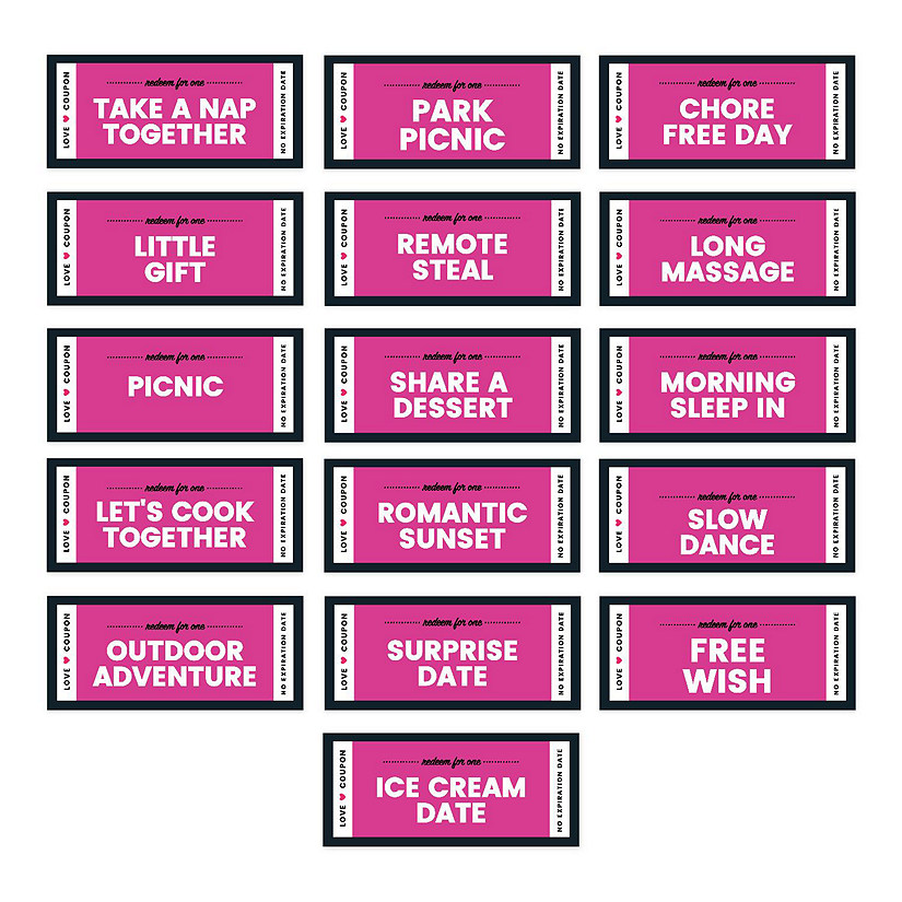 16 Pcs Fuchsia Love Coupons for Couples Image