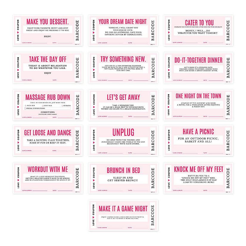 16 Pcs Pink Love Coupons for Couples Image