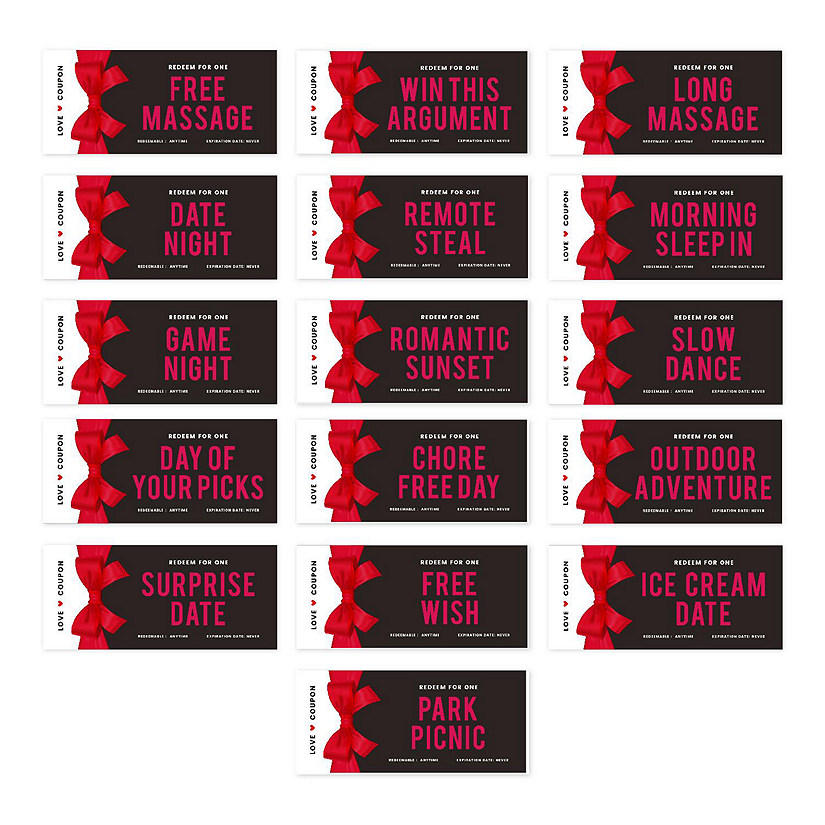 16 Pcs Red Bow Love Coupons for Couples Image