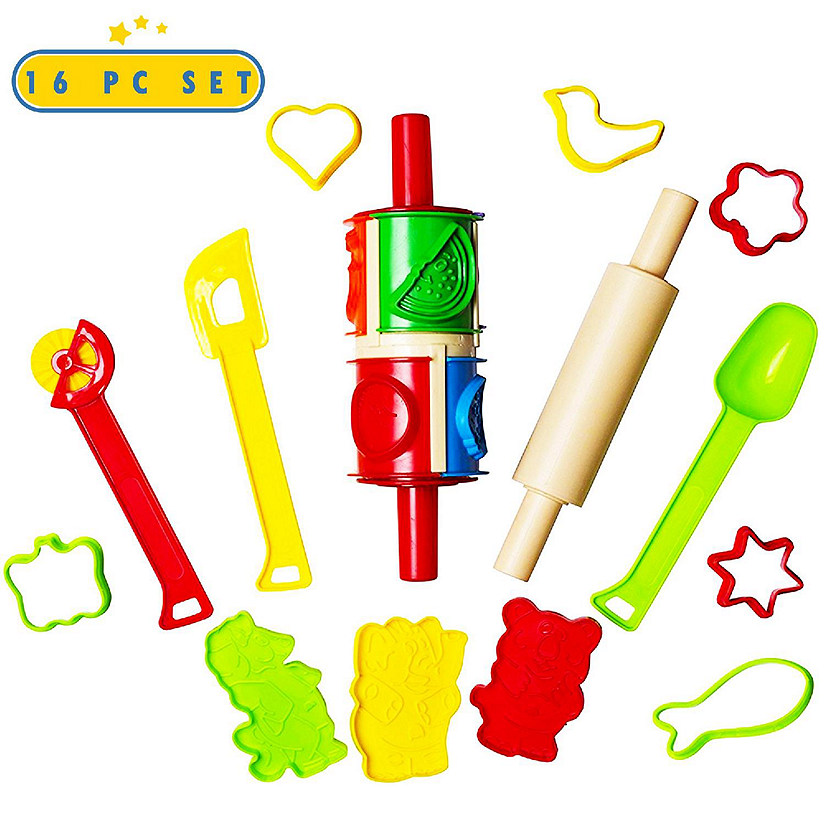 16 Piece Clay And Dough Modeling Tools Kit For Kids Play - Animal Shapes