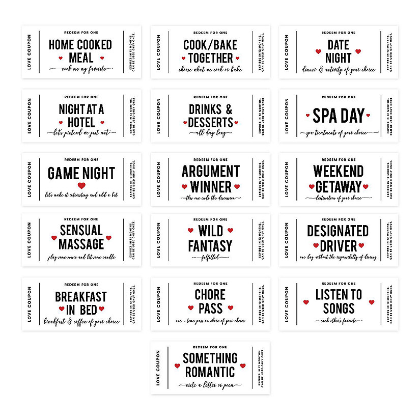 16 Red Heart Love Coupons for Couples Image