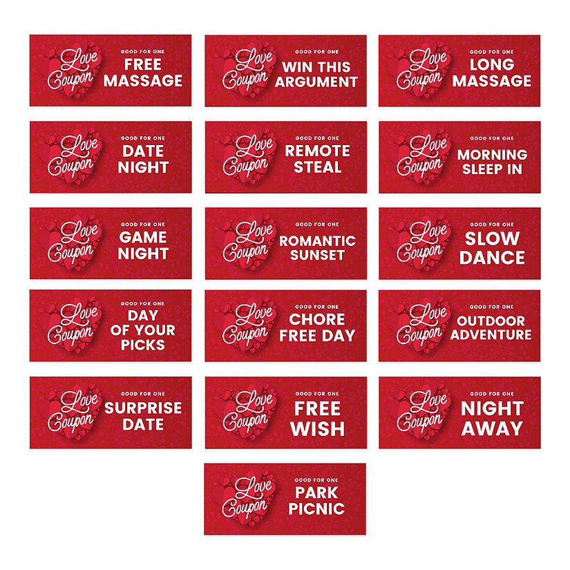 16 Red Hearts Love Coupons for Couples Image