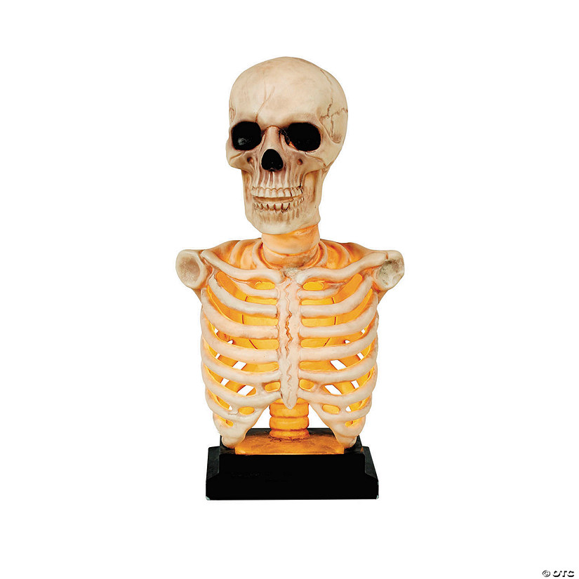 16" Skeleton Bust on Stand Plastic Halloween Tabletop Decoration Image