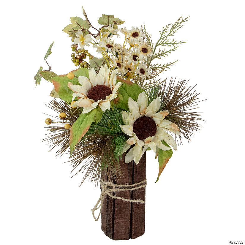 16" Sunflowers and Berries Artificial Fall Harvest Floral Decoration Image