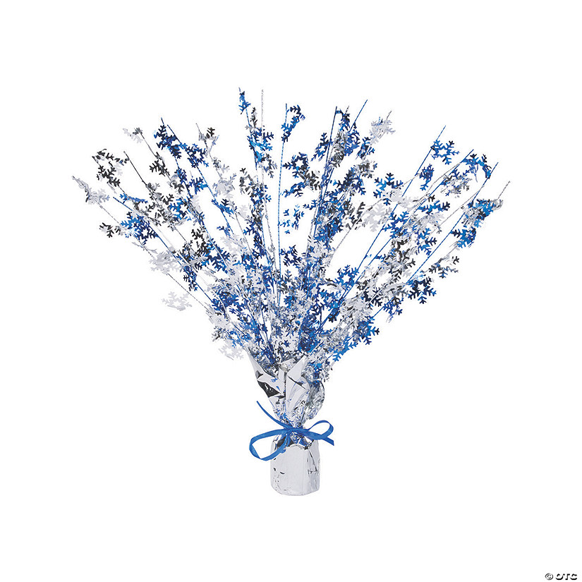 16" Winter Snowflake  Silver & Blue Foil Burst Centerpiece Image