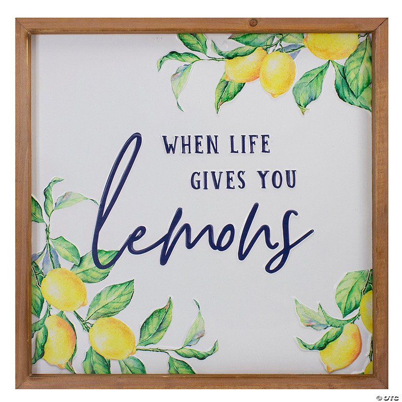 16" Wooden Framed "When Life Gives you Lemons" Metal Sign Spring Wall Decor Image