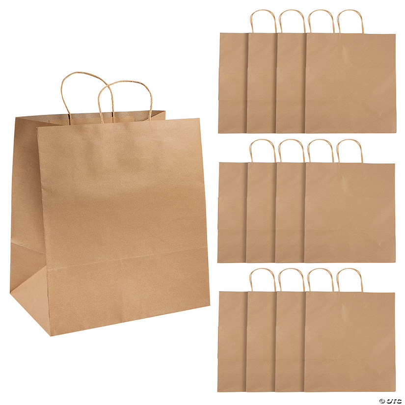 12 PC 16x12 Extra Large Brown Kraft Paper Bags