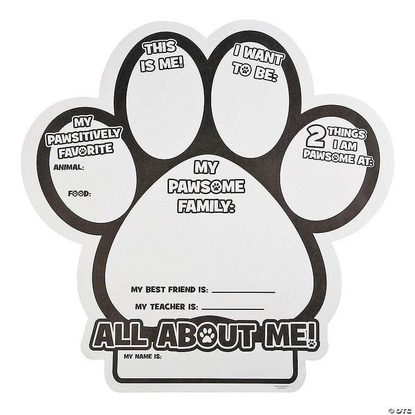 16" x 16" Color Your Own All About Me Paper Paw Print Posters - 30 Pc. Image