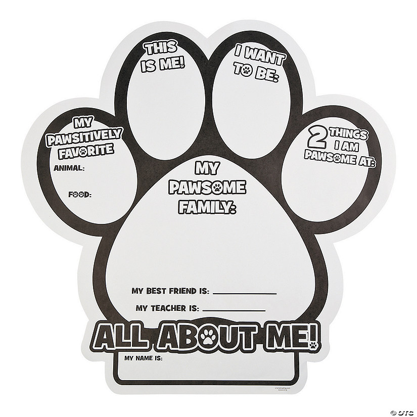 16" x 16" Color Your Own All About Me Paw Print Posters - 30 Pc. Image