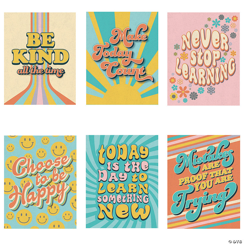 16" x 20 3/4" Inspirational Groovy Retro Cardstock Poster Set - 6 Pc. Image