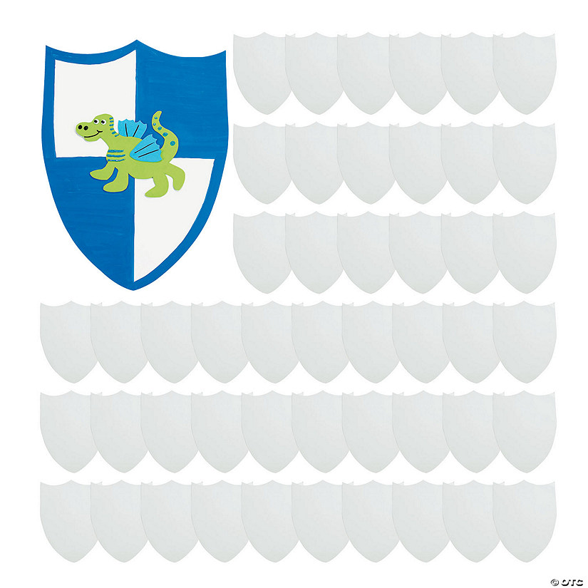 16" x 21 3/4" Bulk 48 Pc. DIY Medieval Knight White Cardboard Shields Image