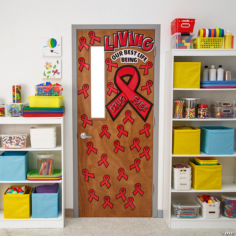 16" x 24 1/2" Red Ribbon Awareness Door Decorating Kit - 34 Pc. Image
