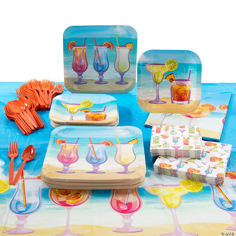 163 Pc. Summer Cocktail Party Tableware Decorating Kit for 24 Image
