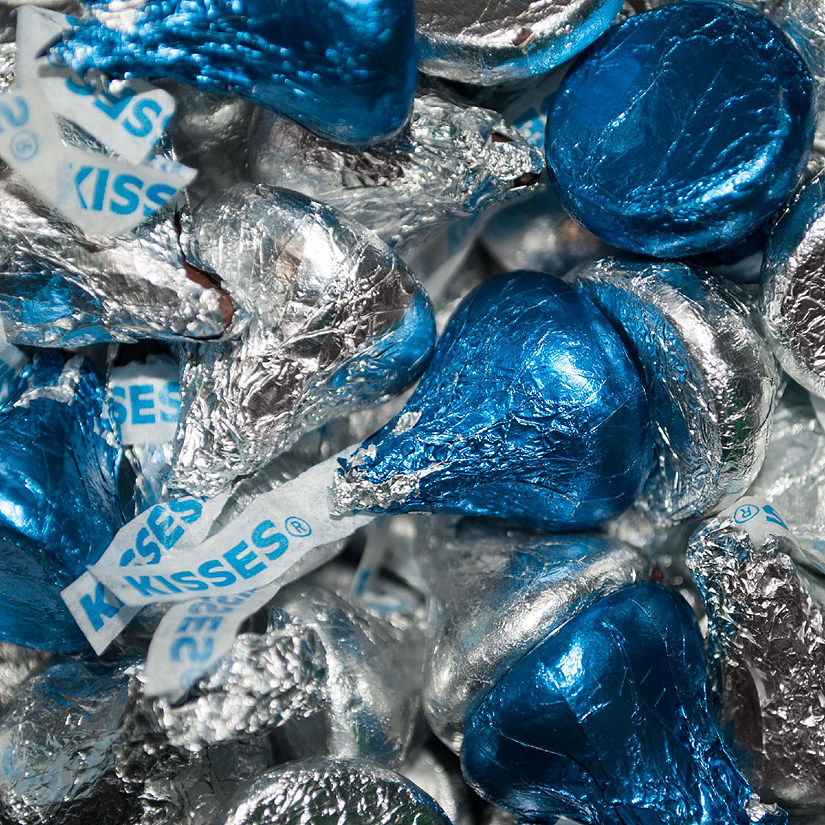 165 Pcs Dark Blue & Silver Candy Hershey's Kisses Milk Chocolates Image