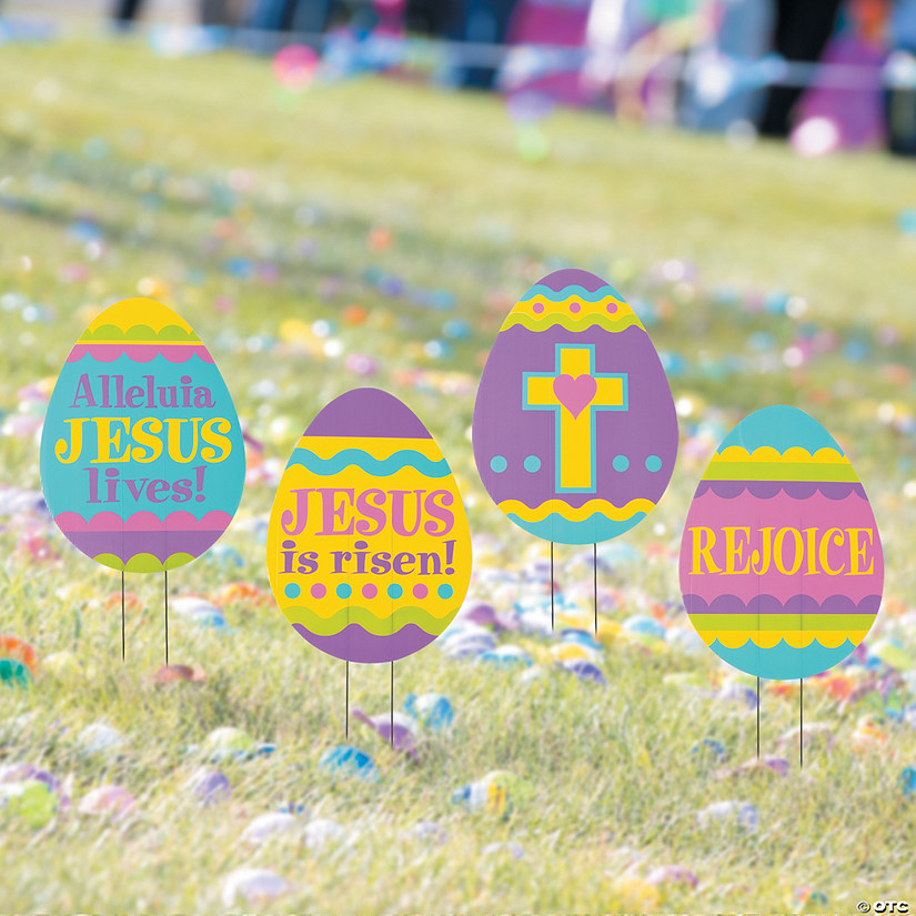 17 1/2" x 24" Religious Easter Egg Hunt Yard Signs - 4 Pc. Image