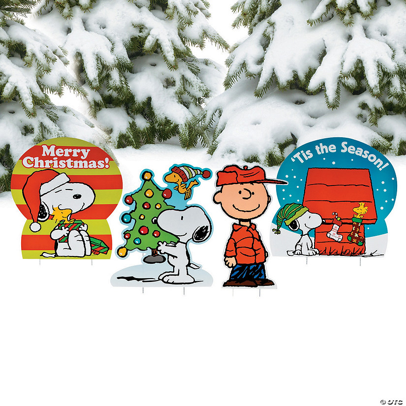 17" - 28" Peanuts&#174; Christmas Yard Signs - 4 Pc. Image