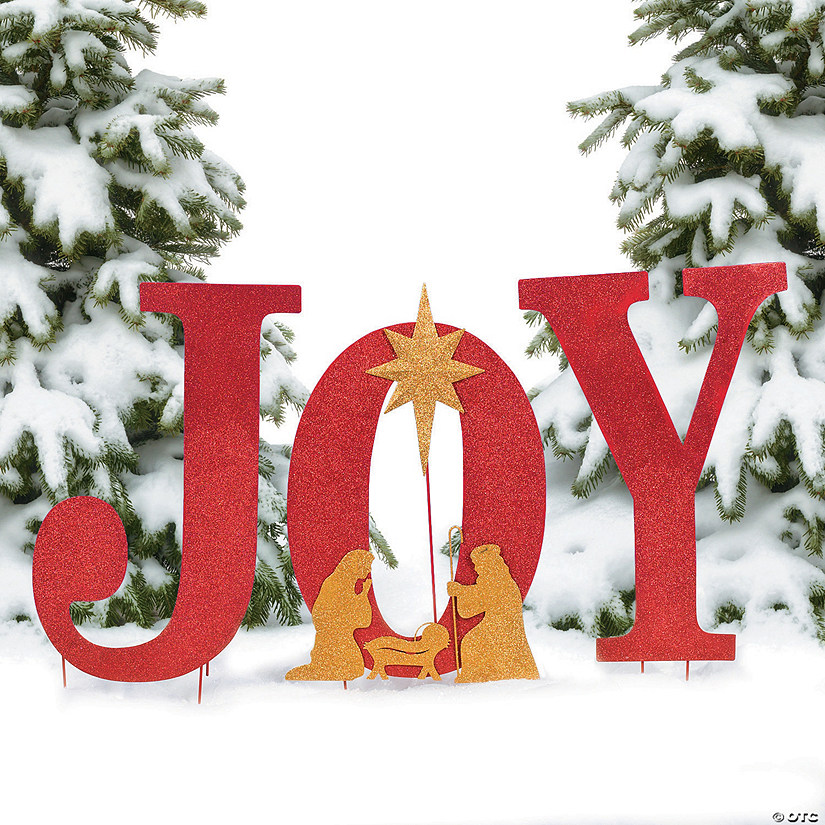 17 3/4" x 26 1/2" Joy Nativity Metal Outdoor Yard Signs - 3 Pc. Image