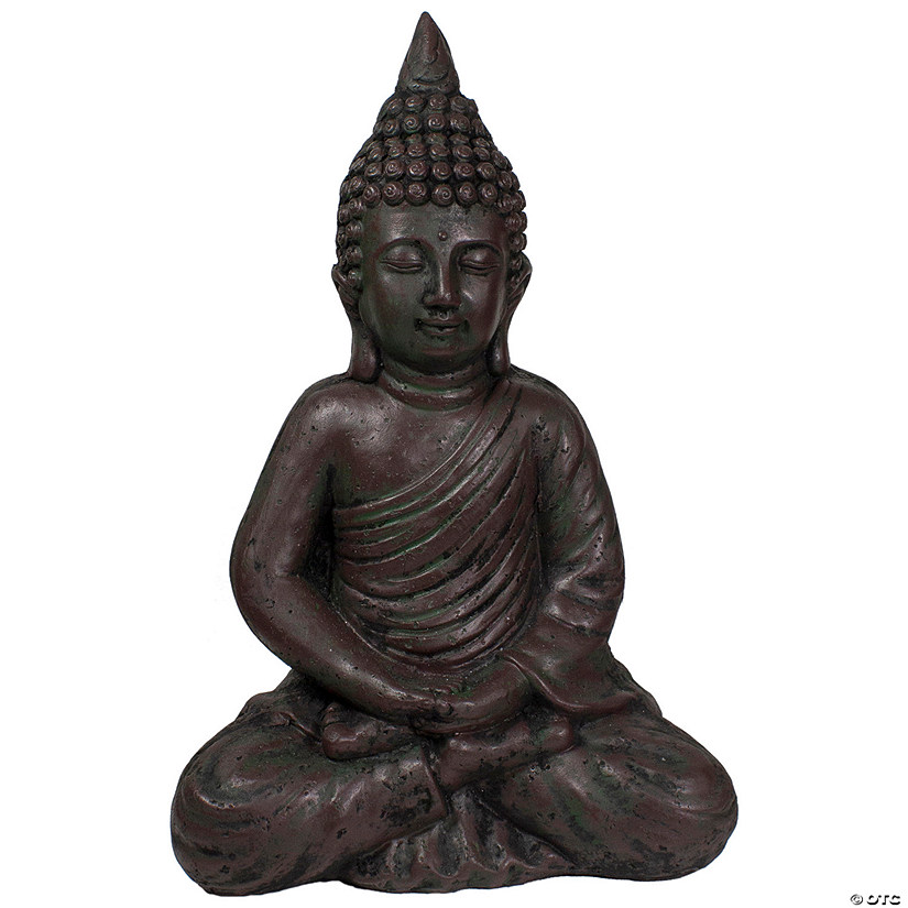 17.5" Dark Brown Meditating Buddha Outdoor Garden Statue Image