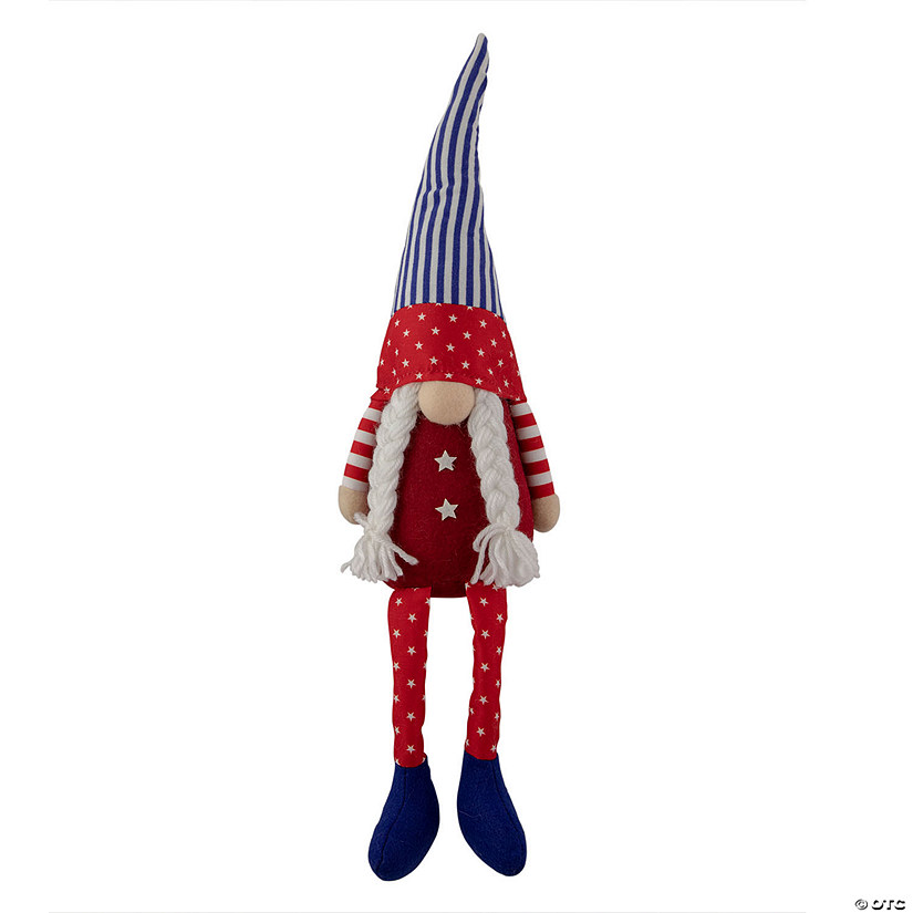 17.75" Sitting Patriotic Girl 4th of July Gnome Image