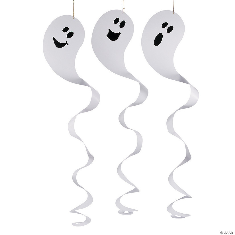 17" Giant Ghost Hanging Paper Swirl Halloween Decorations - 12 Pc. Image