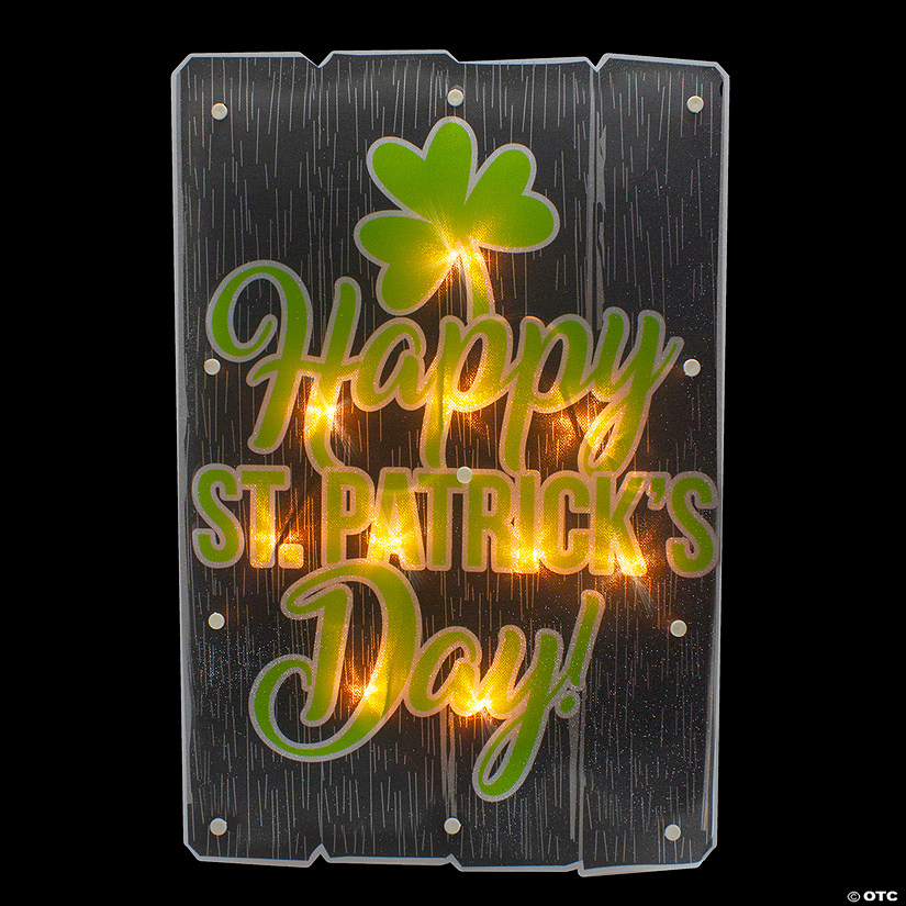 17" Lighted Happy St.Patrick's Day Window Silhouette Decoration Image