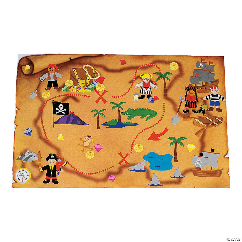 17" x 11" DIY Giant Treasure Map Paper Sticker Scenes - 12 Pc. Image