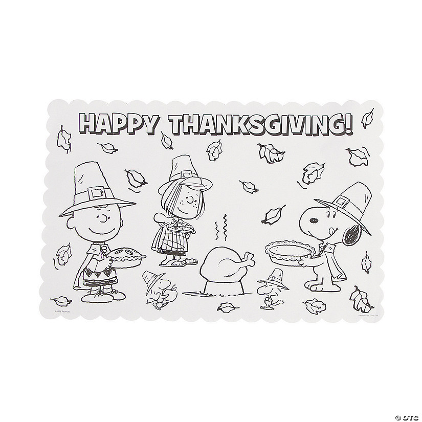 17&quot; x 11&quot; Peanuts&lt;sup&gt;&amp;#174;&lt;/sup&gt; Character Color Your Own Thanksgiving Paper Placemats &amp;#8211; 12 Pc.  Image