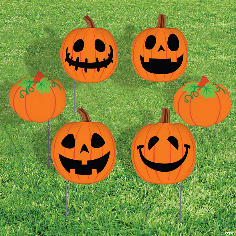 17" x 15 1/2" - 20" Pumpkin Patch Plastic Yard Sign Kit - 12 Pc. Image