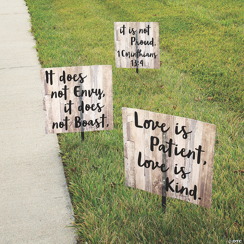 17" x 17" Love is Patient Wedding Yard Sign Set - 3 Pc. Image