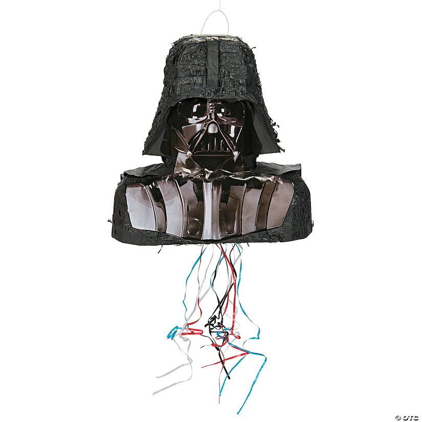 17" x 18" 3D Darth Vader&#8482; Black Papier-M&#226;ch&#233; Pull-String Pi&#241;ata Image