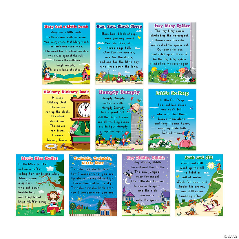 17" x 22" Classic Nursery Rhyme Multicolor Cardstock Posters - 10 Pc. Image