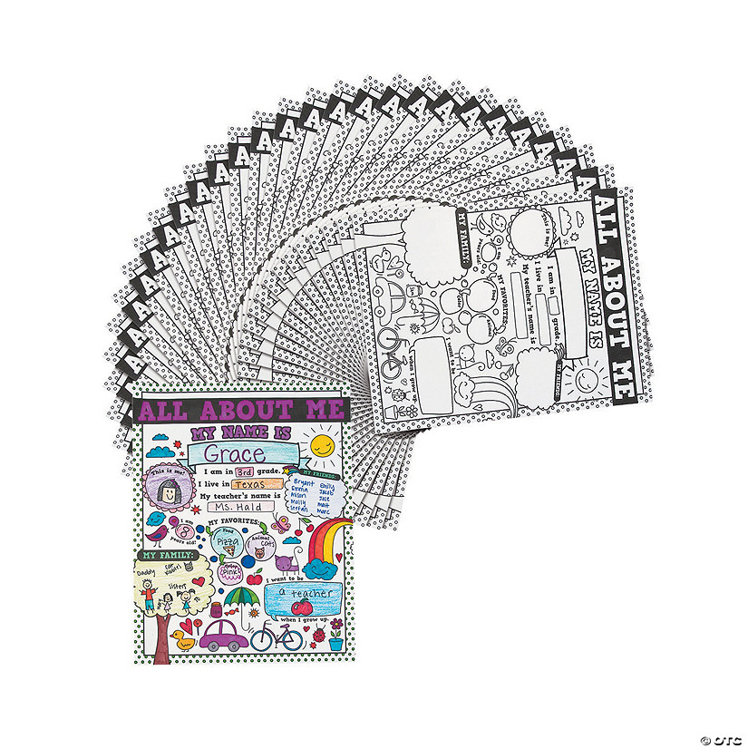 17" x 22" Color Your Own All About Me Paper Doodle Posters - 30 Pc. Image
