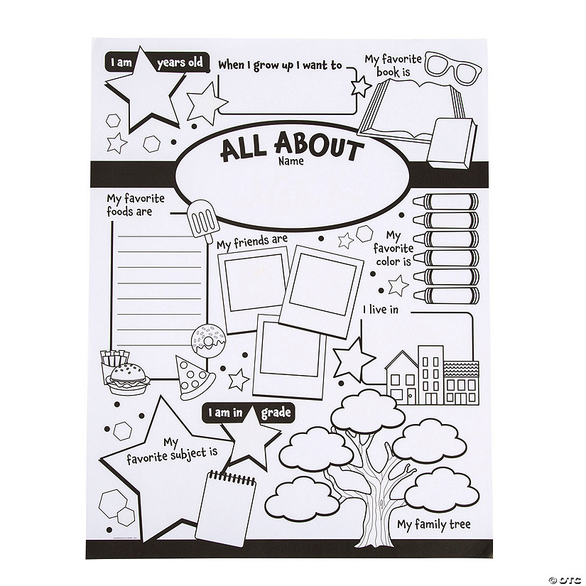 17" x 22" Color Your Own All About Me Paper Posters - 30 Pc. Image