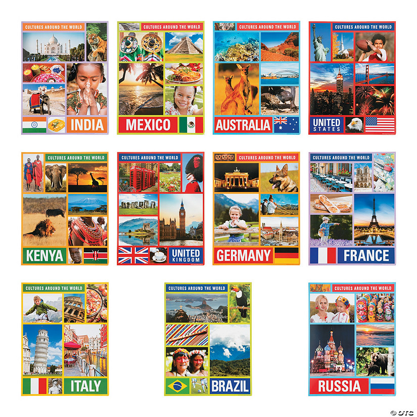 17" x 22" Cultures Around the World Educational Cardstock Posters - 12 Pc. Image