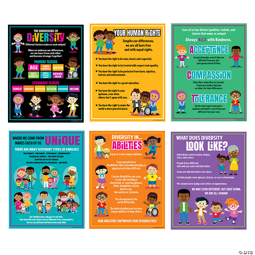 17" x 22" Dimensions of Diversity Cardstock Classroom Posters - 6 Pc. Image