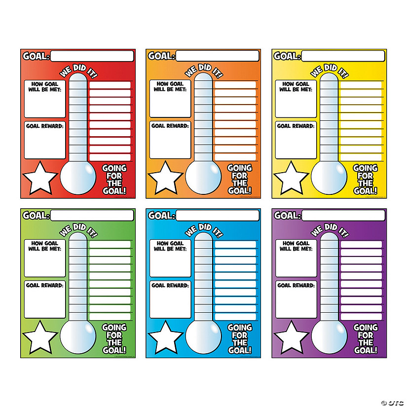 17" x 22" Goal Thermometer Classroom Cardstock Posters - 6 Pc. Image