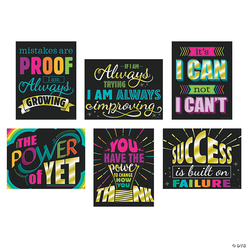 17" x 22" Growth Mindset Inspirational Multicolor Paper Posters - 6 Pc. Image