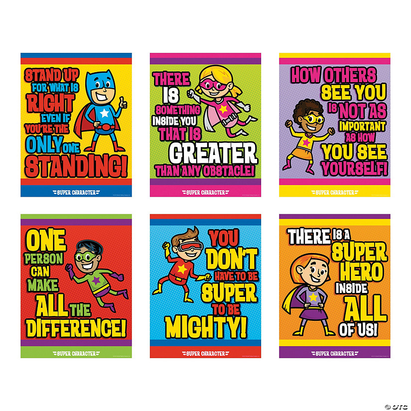 17" x 22" Superhero Character Cardstock Classroom Poster Set - 6 Pc. Image