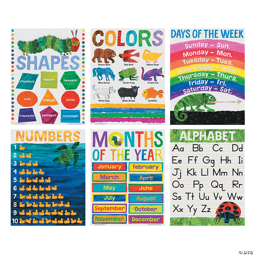 17" x 22" World of Eric Carle Basic Skills Cardstock Posters - 6 Pc. Image