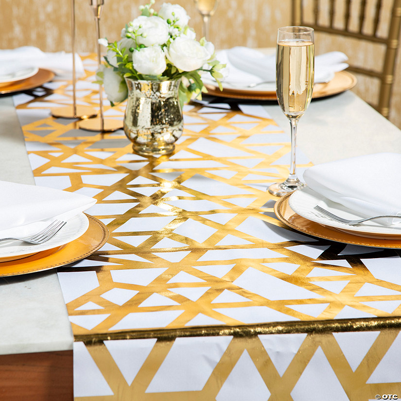 17" x 90" Geometric Gold Foil Table Runner Image