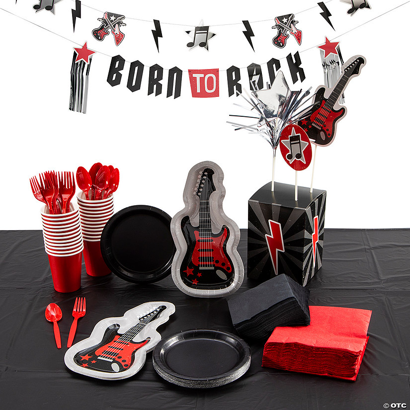 176 Pc. Rock Star Party Tableware Kit for 8 Guests Image