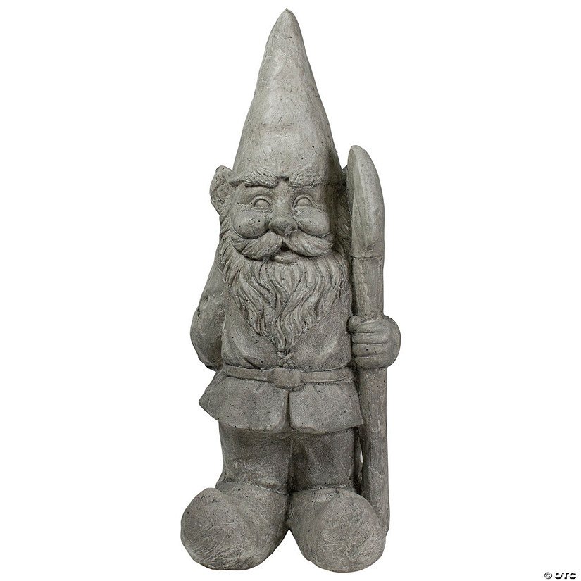 18.5" Gray Gardener Gnome with Shovel Outdoor Garden Statue Image