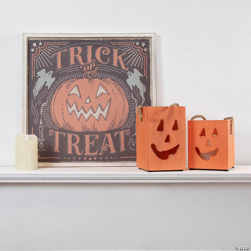 18.75" Trick or Treat Jack O Lantern Halloween Wall Sign Image