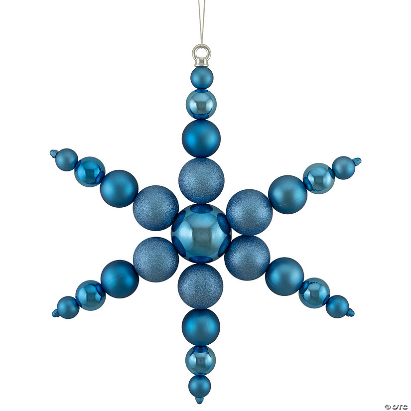 18" Blue 3-Finish Snowflake Commercial Christmas Ornament Image
