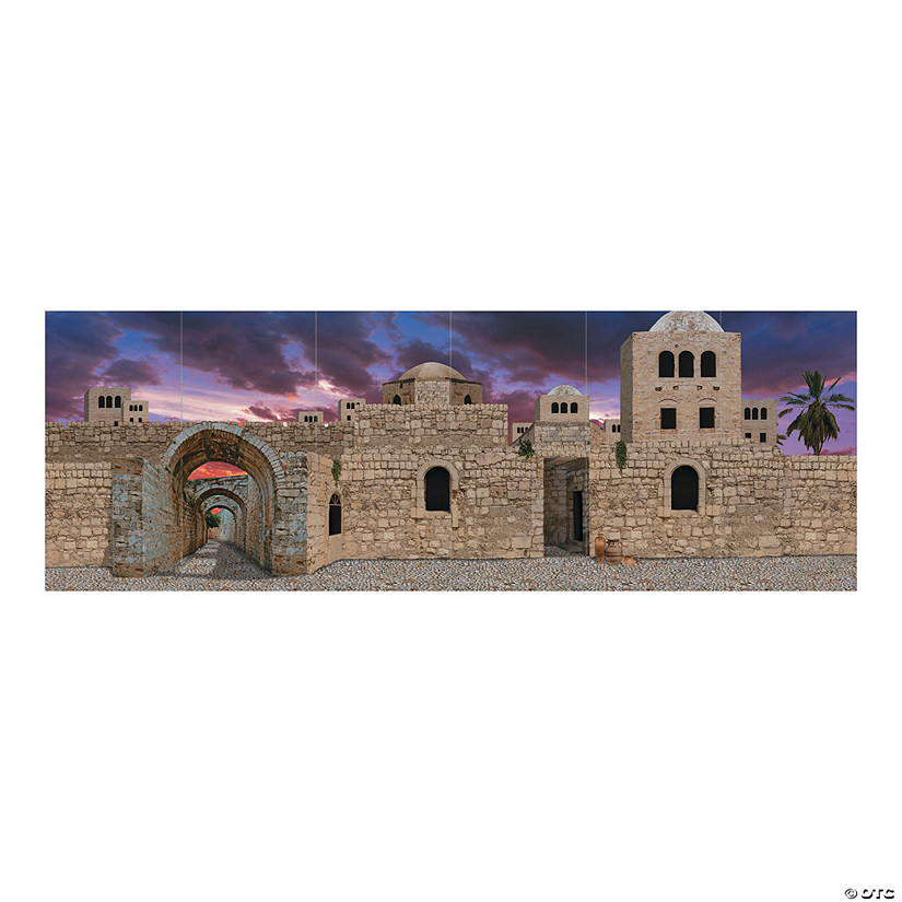 18 Ft. x 6 Ft. Bethlehem Cityscape Scene Plastic Backdrop - 6 Pc. Image