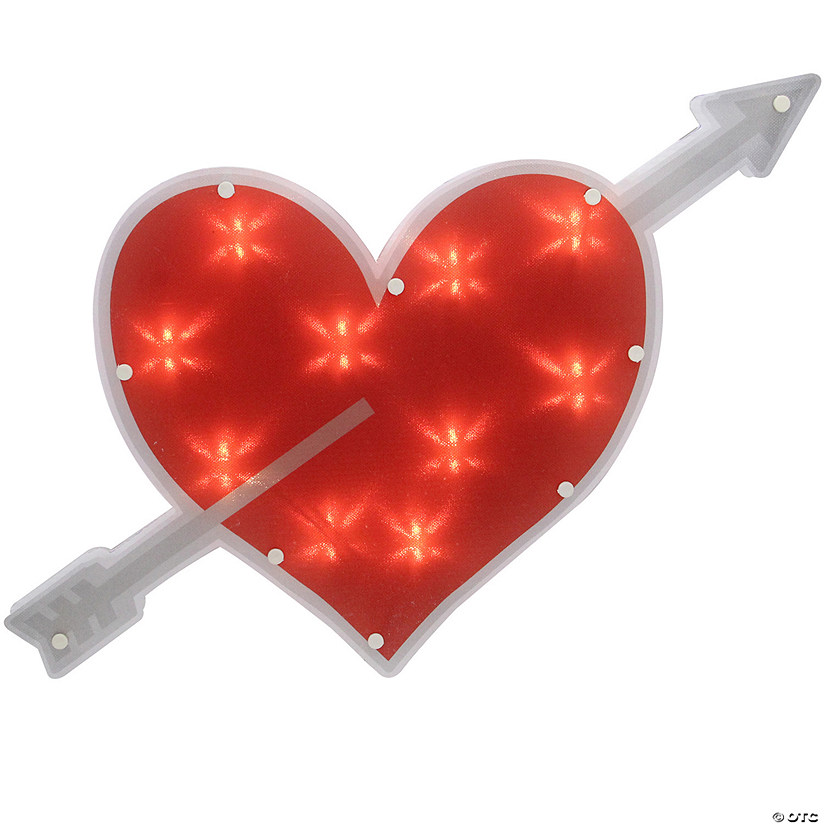 18" Lighted Red Heart with Arrow Valentine's Day Window Silhouette Decoration Image