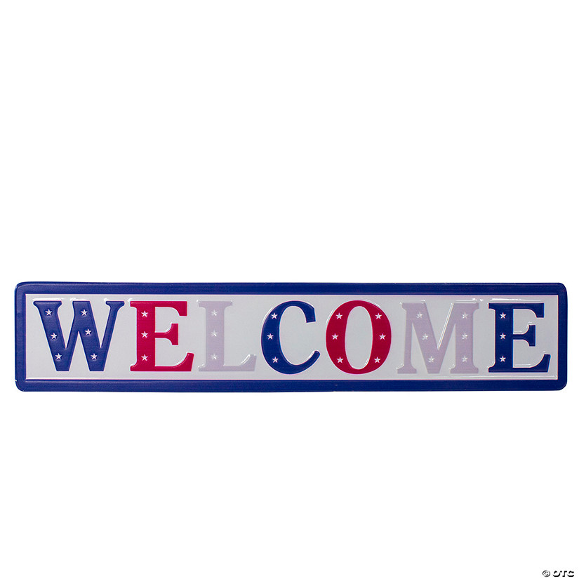 18" Metal Patriotic "WELCOME" Sign with Stars Wall Decor Image