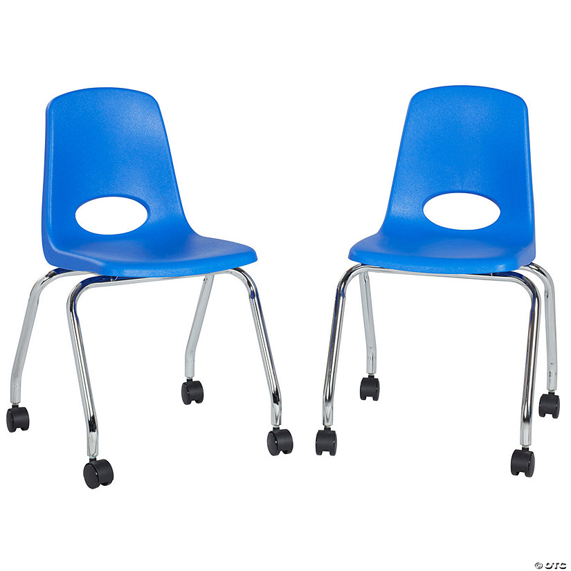 18" Mobile Chair with Casters, 2-Pack - Blue Image