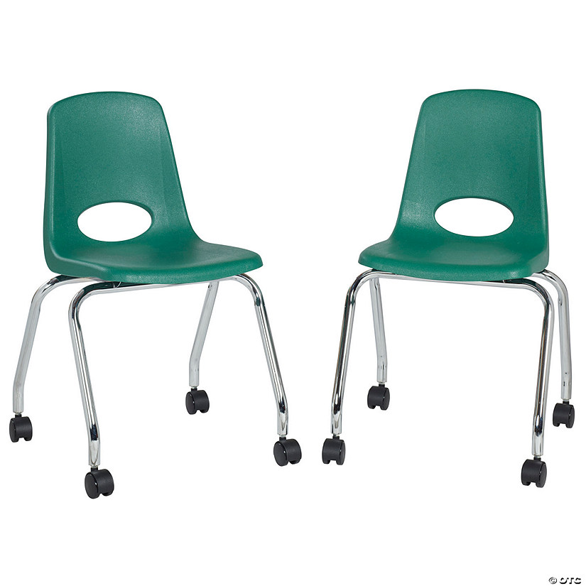 18" Mobile Chair with Casters, 2-Pack - Green Image