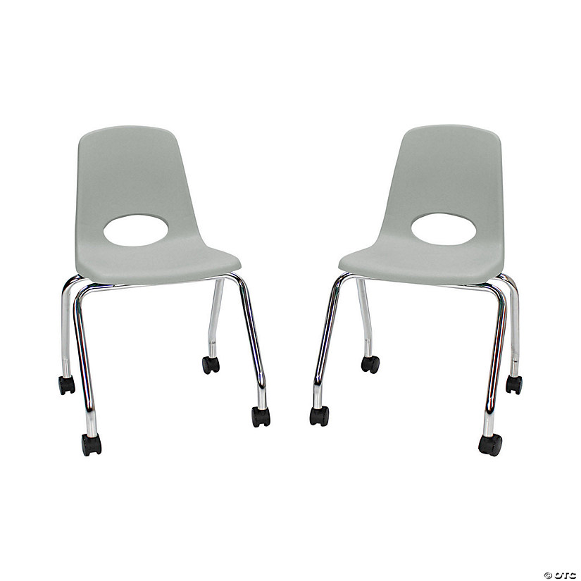 18" Mobile Chair with Casters, 2-Pack - Light Gray Image